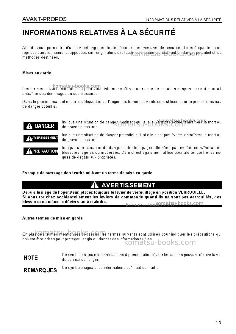 Komatsu pc400-7jpn-7-segment- monitor Manuel d'utilisation couverture Page 7