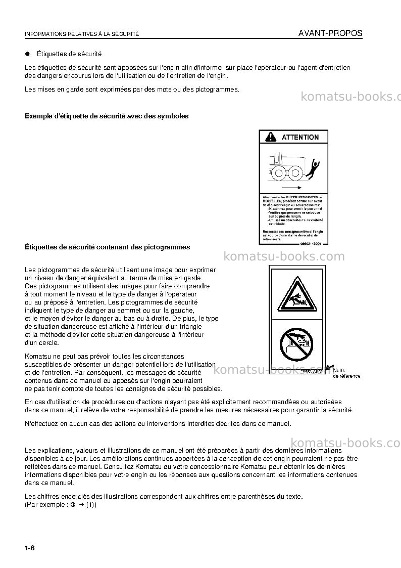 Komatsu gd655-3cjpn-vh Manuel d'utilisation couverture Page 7