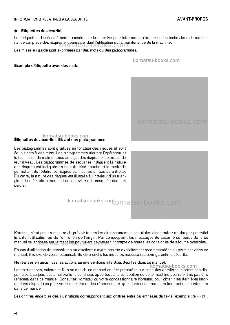 Komatsu pc160lc-7jpn Manuel d'utilisation couverture Page 7 Komatsu pc160lc-7jpn Manuel d'utilisation couverture Page 7