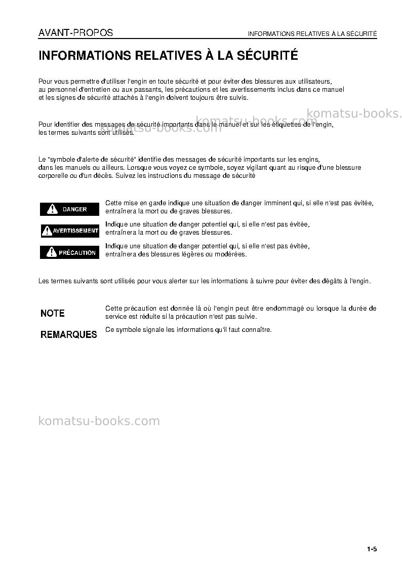 Komatsu hd465-7jpn-e0 Manuel d'utilisation couverture Page 7 Komatsu hd465-7jpn-e0 Manuel d'utilisation couverture Page 7