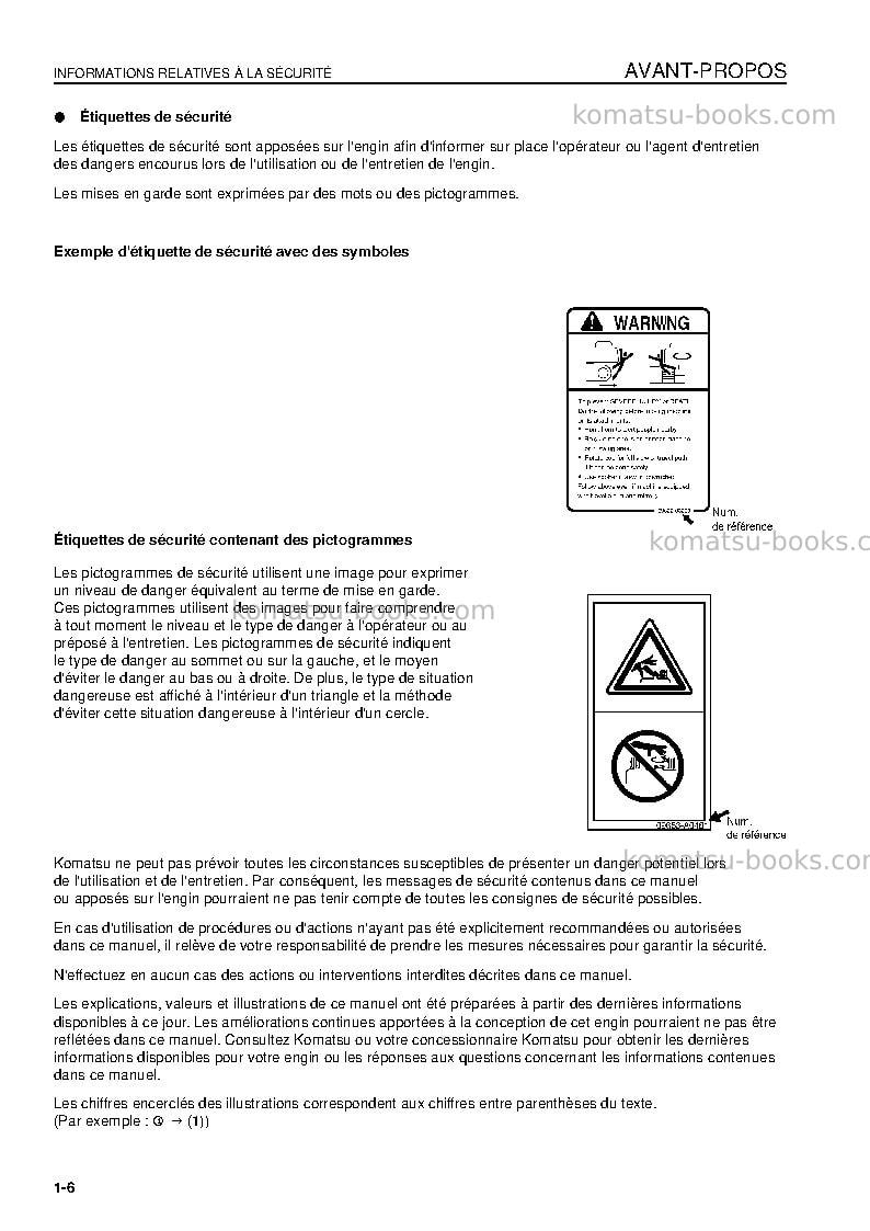 Komatsu wa1200-3jpn Manuel d'utilisation couverture Page 7 Komatsu wa1200-3jpn Manuel d'utilisation couverture Page 7