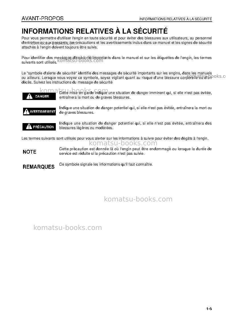 Komatsu wa900-3jpn-e0 Manuel d'utilisation couverture Page 7