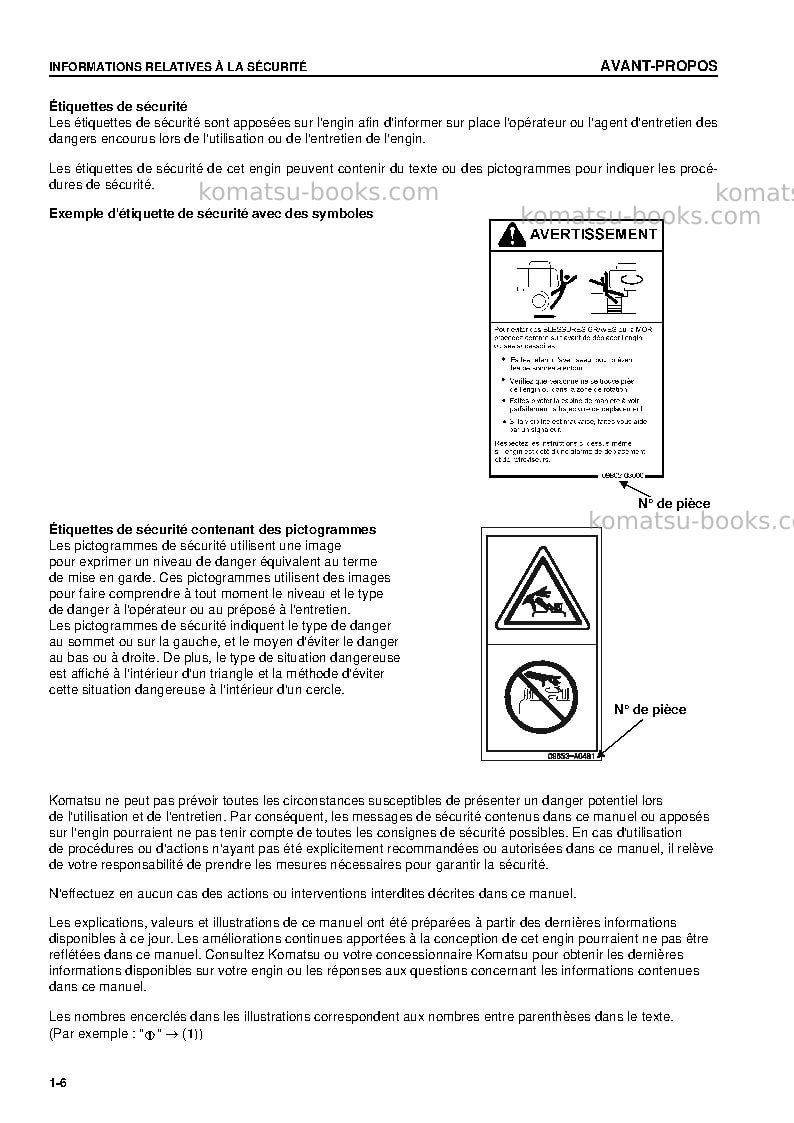 Komatsu cd60r-1jpn Manuel d'utilisation couverture Page 7 Komatsu cd60r-1jpn Manuel d'utilisation couverture Page 7