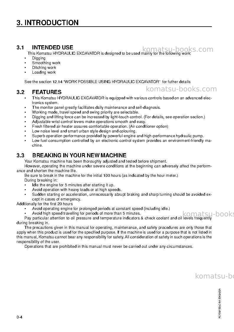 Komatsu pc150-6gbr-k Operation manual cover Page 7 Komatsu pc150-6gbr-k Operation manual cover Page 7