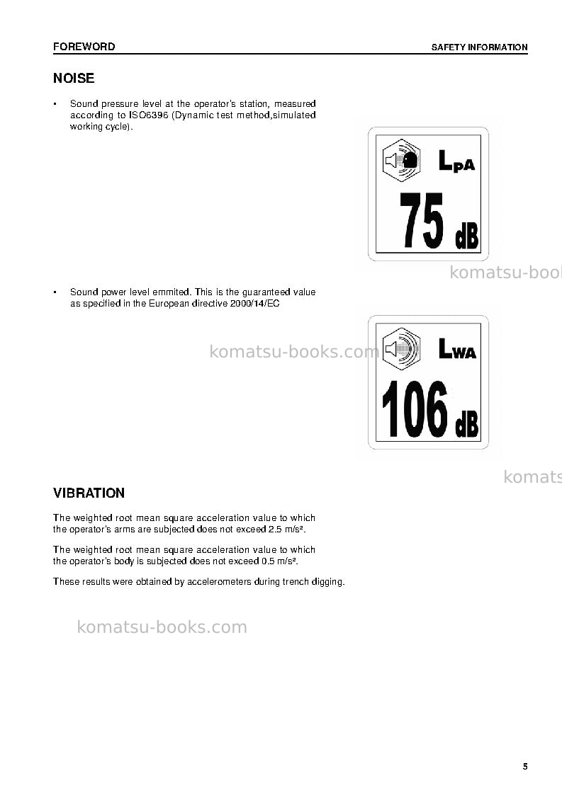 Komatsu pc340lc-7gbr-k Operation manual cover Page 7