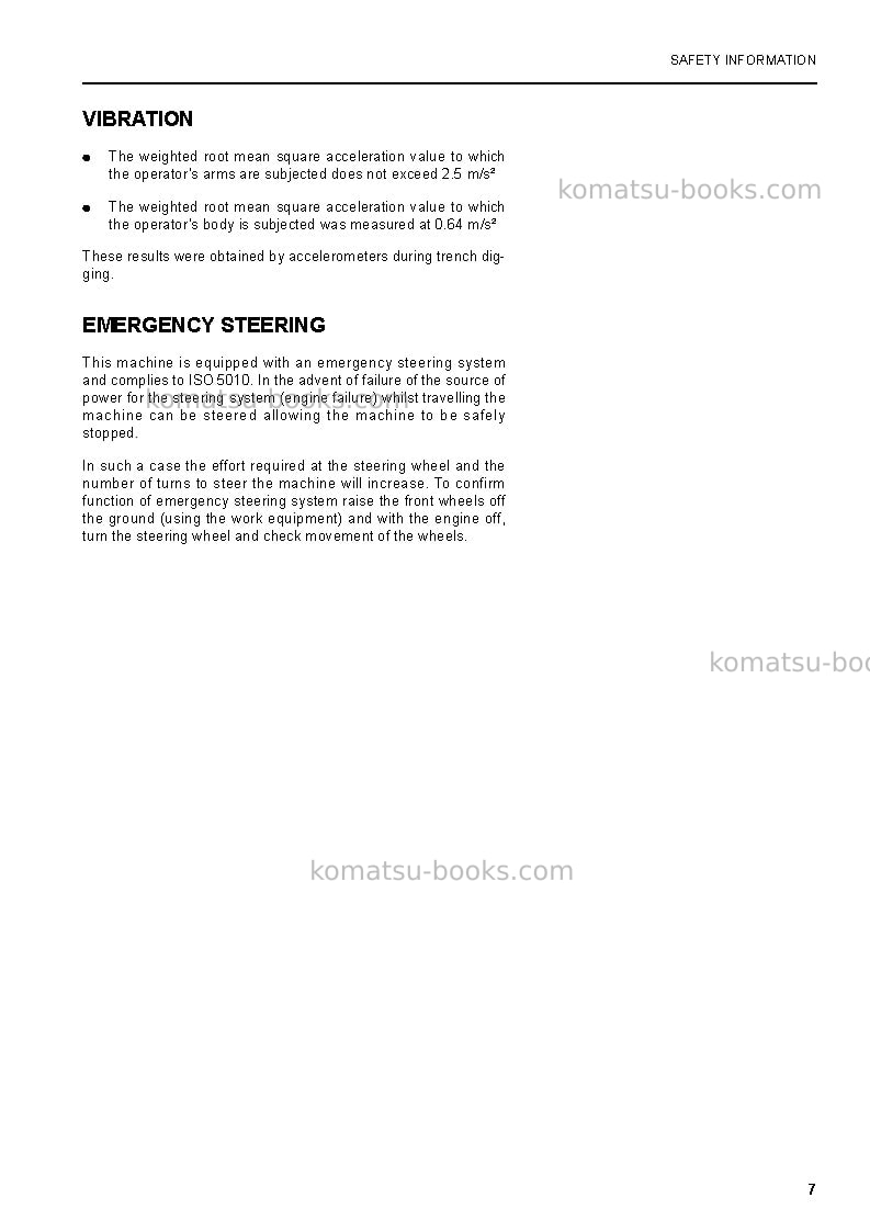 Komatsu pw150es-6gbr-k Operation manual cover Page 7 Komatsu pw150es-6gbr-k Operation manual cover Page 7