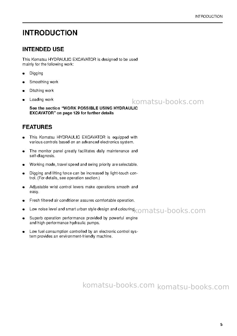 Komatsu pc180lc-6gbr-k Operation manual cover Page 7 Komatsu pc180lc-6gbr-k Operation manual cover Page 7