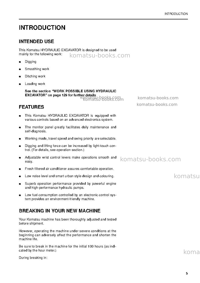 Komatsu pc150-6gbr-k Operation manual cover Page 7 Komatsu pc150-6gbr-k Operation manual cover Page 7