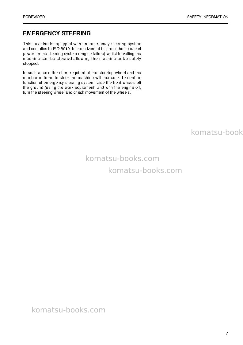 Komatsu pw170es-6gbr-k Operation manual cover Page 7 Komatsu pw170es-6gbr-k Operation manual cover Page 7