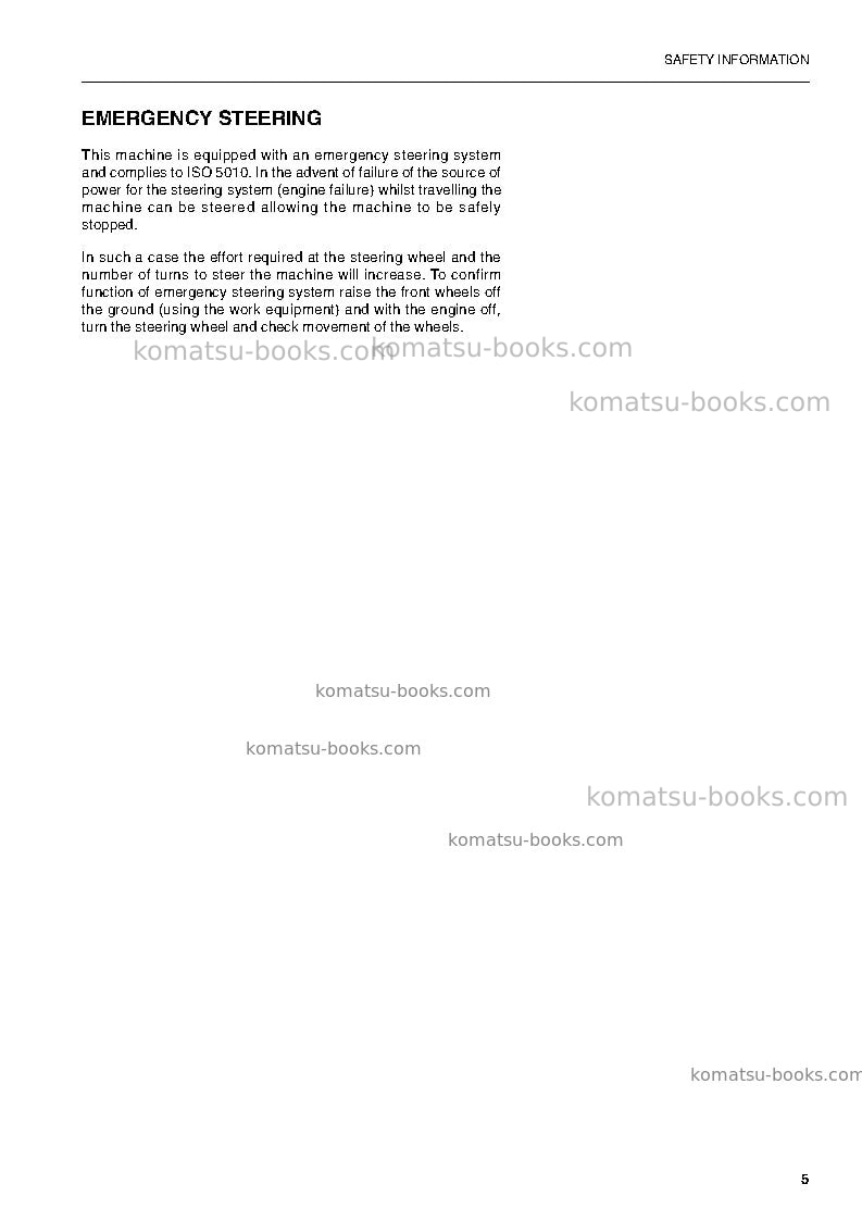 Komatsu pw170es-6gbr-k Operation manual cover Page 7
