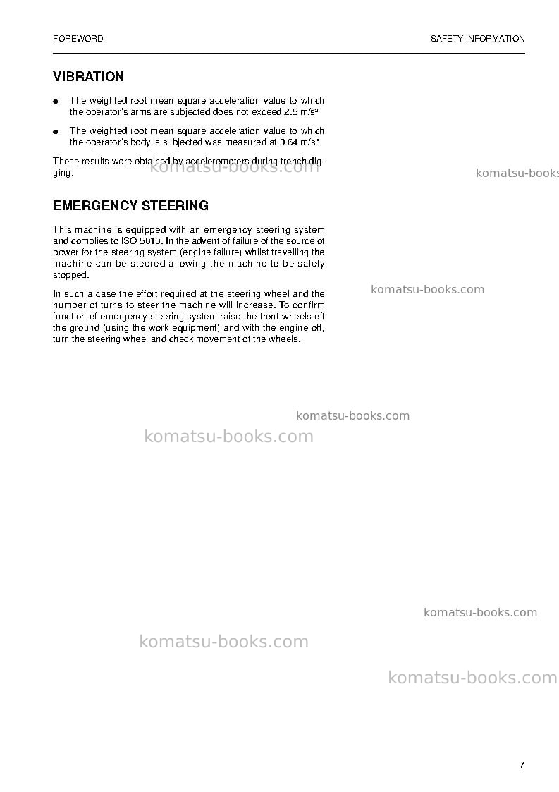 Komatsu pw130es-6gbr-k Operation manual cover Page 7