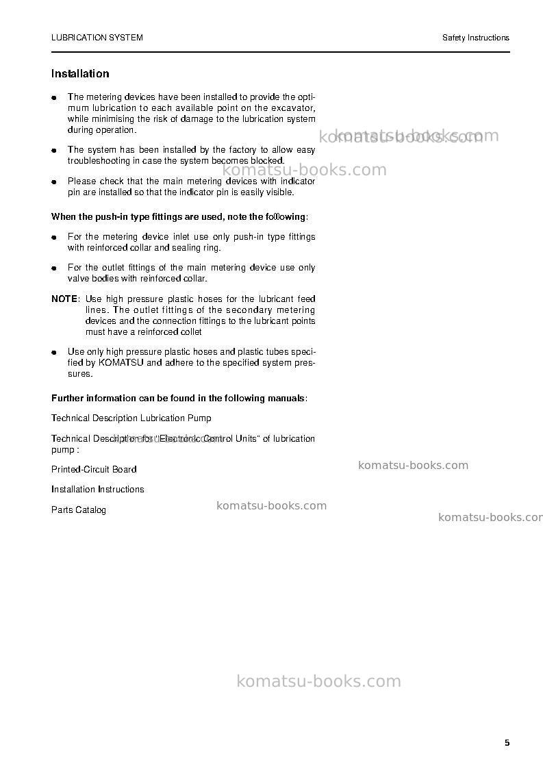 Komatsu pc210-7gbr-k Operation manual cover Page 7 Komatsu pc210-7gbr-k Operation manual cover Page 7