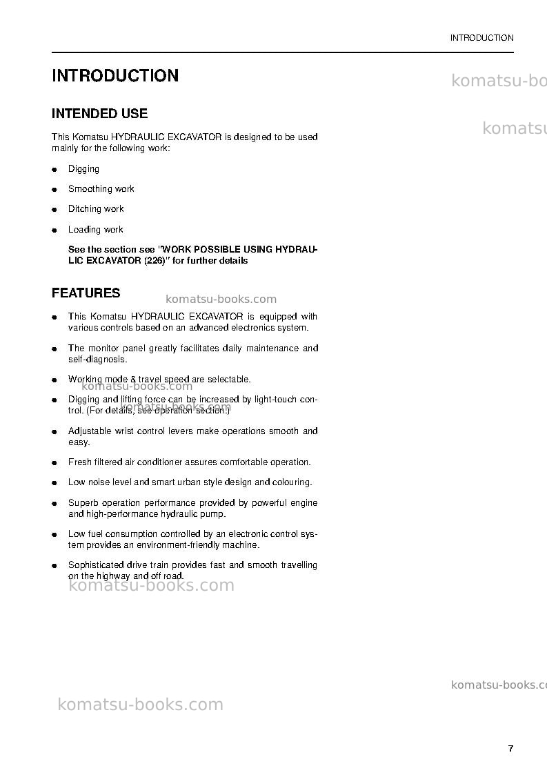 Komatsu pw200-7gbr-k Operation manual cover Page 7