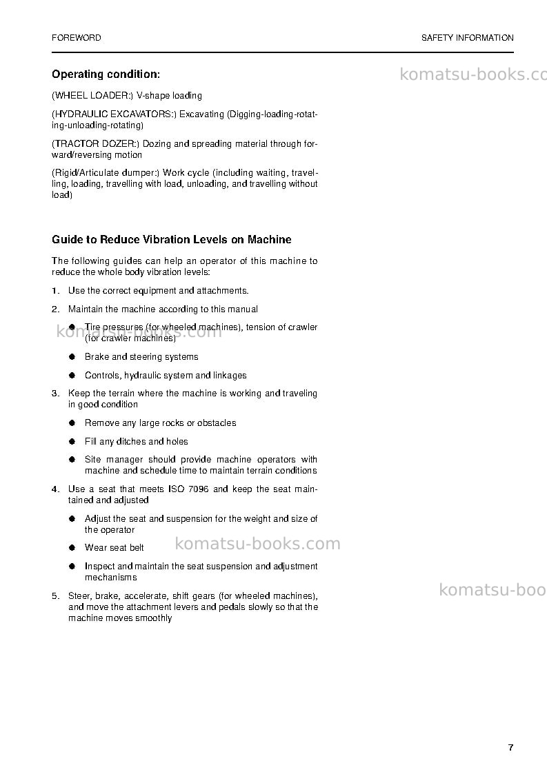 Komatsu pw160-7gbr-k Operation manual cover Page 7 Komatsu pw160-7gbr-k Operation manual cover Page 7