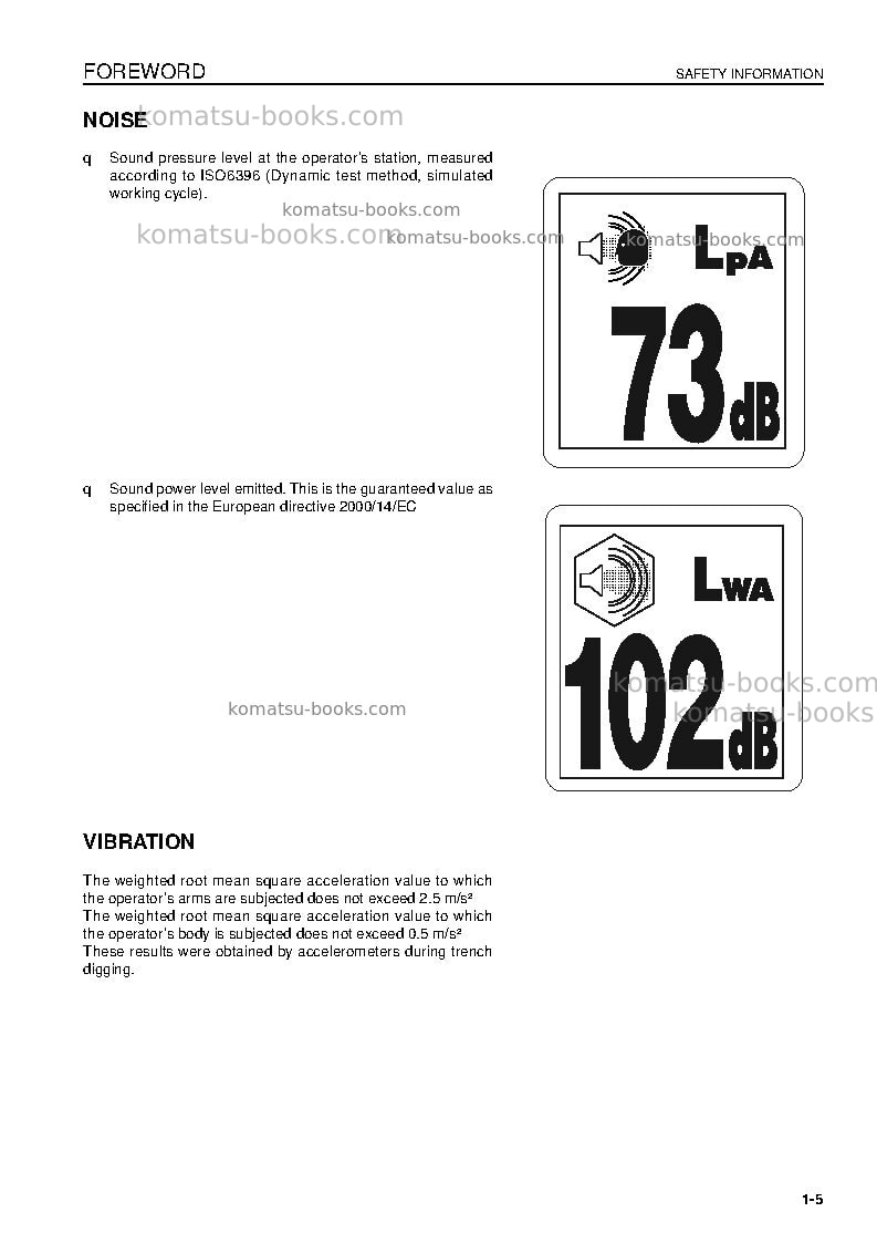 Komatsu pc130-7gbr-k Operation manual cover Page 7 Komatsu pc130-7gbr-k Operation manual cover Page 7