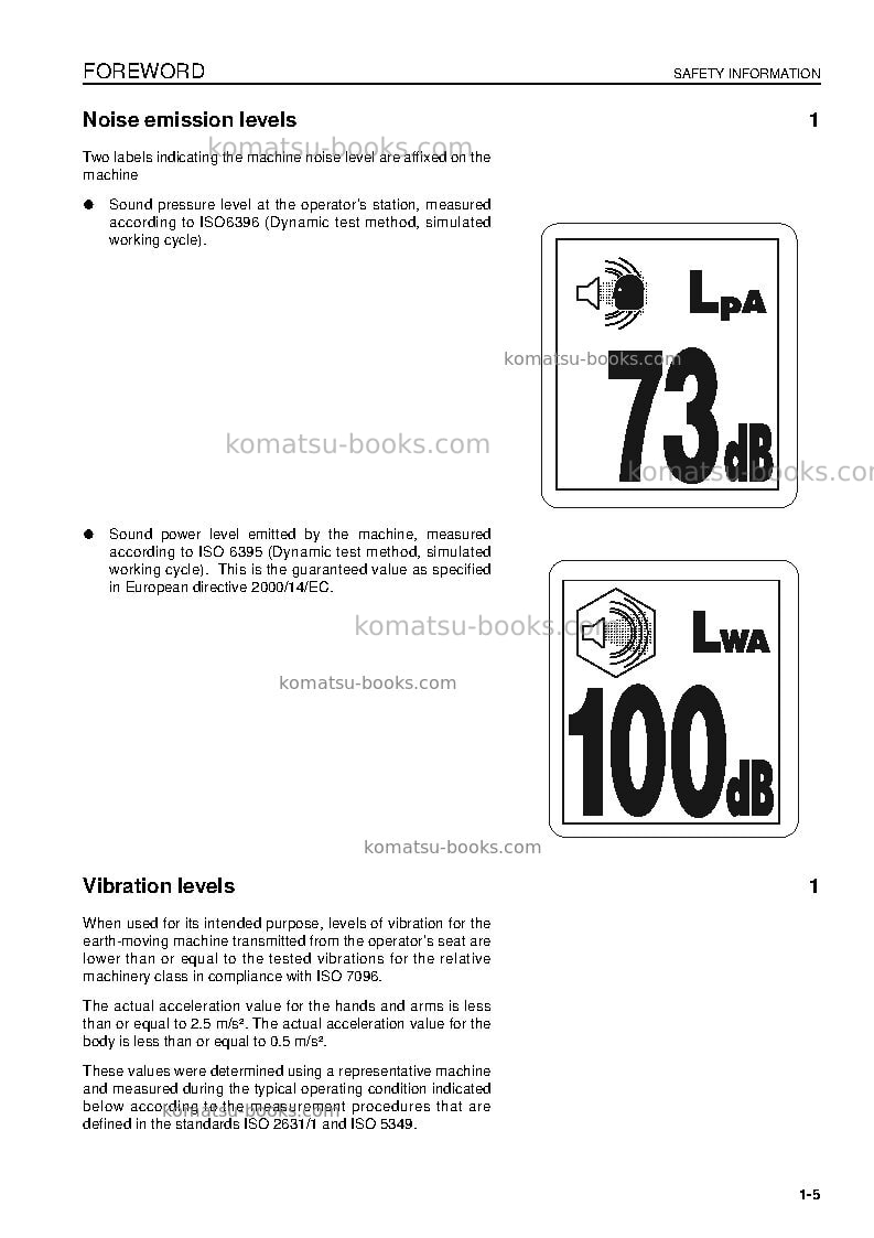 Komatsu pc130-7gbr-k Operation manual cover Page 7 Komatsu pc130-7gbr-k Operation manual cover Page 7