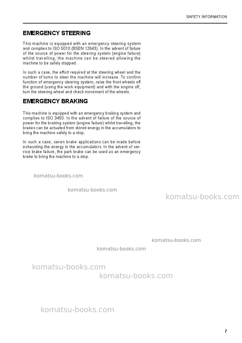 Komatsu pw200-7gbr-usa Operation manual cover Page 7 Komatsu pw200-7gbr-usa Operation manual cover Page 7