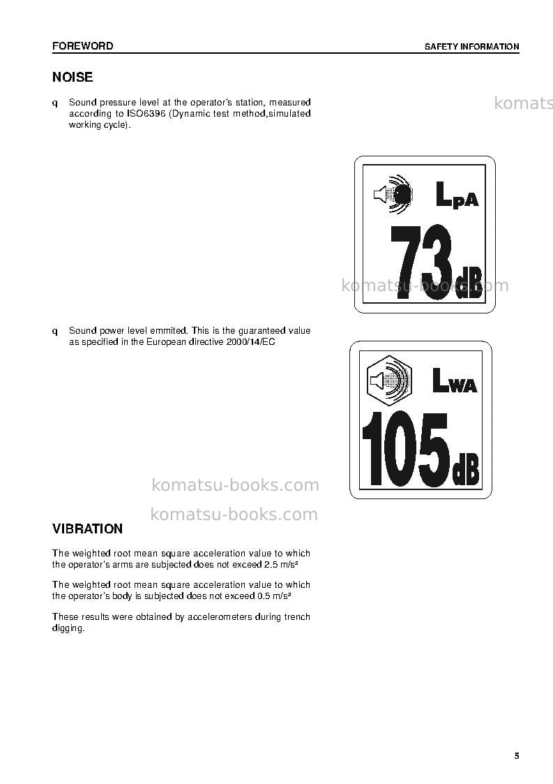 Komatsu pc290lc-7gbr-k Operation manual cover Page 7 Komatsu pc290lc-7gbr-k Operation manual cover Page 7