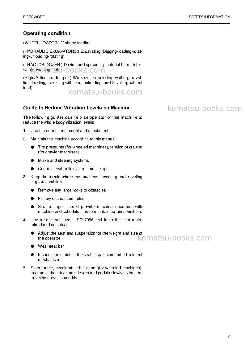Komatsu pw180-7gbr-k Operation manual cover Page 7 Komatsu pw180-7gbr-k Operation manual cover Page 7