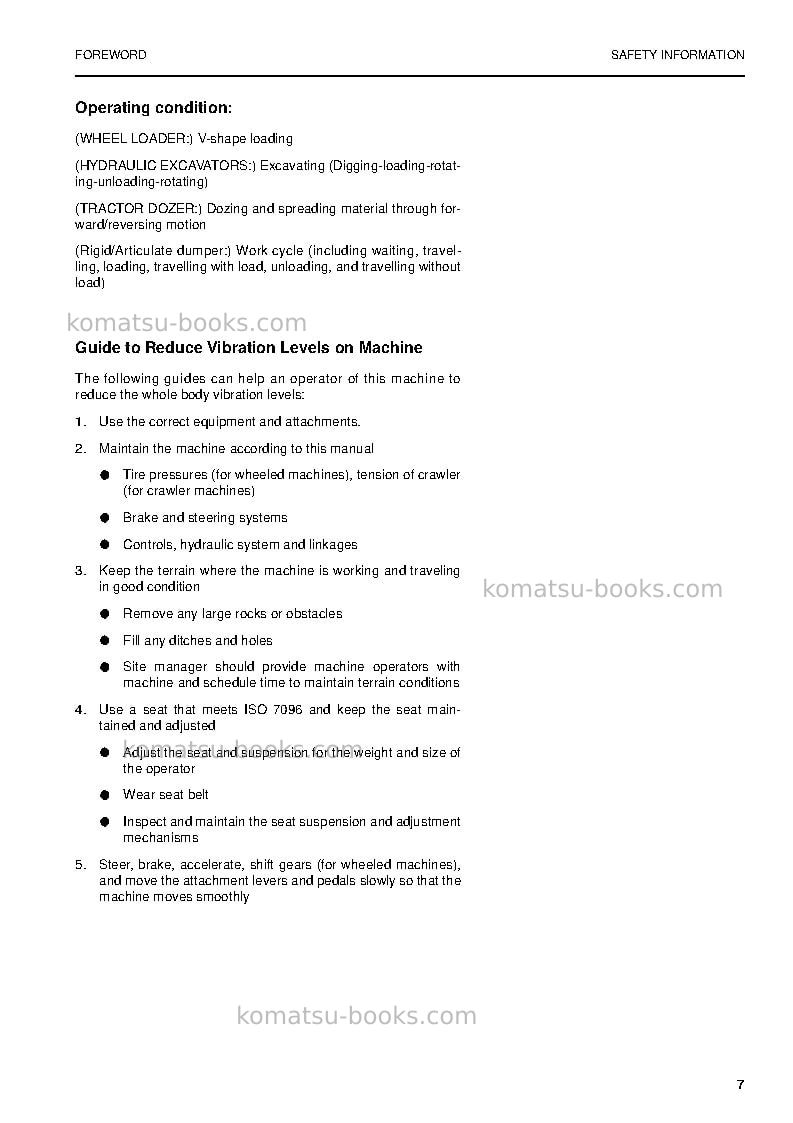 Komatsu pw130-7gbr-k Operation manual cover Page 7 Komatsu pw130-7gbr-k Operation manual cover Page 7