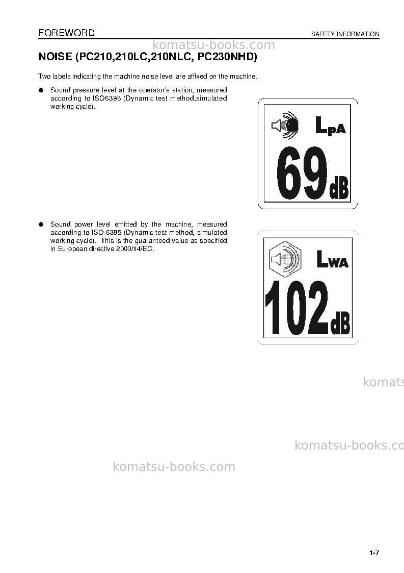 Komatsu pc240lc-8gbr Operation manual cover Page 7 Komatsu pc240lc-8gbr Operation manual cover Page 7