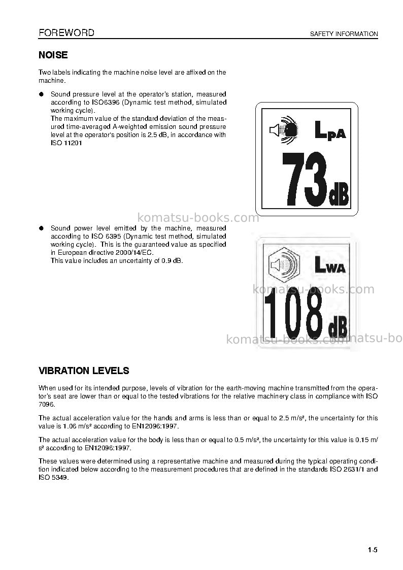 Komatsu pc600lc-8gbr Operation manual cover Page 7