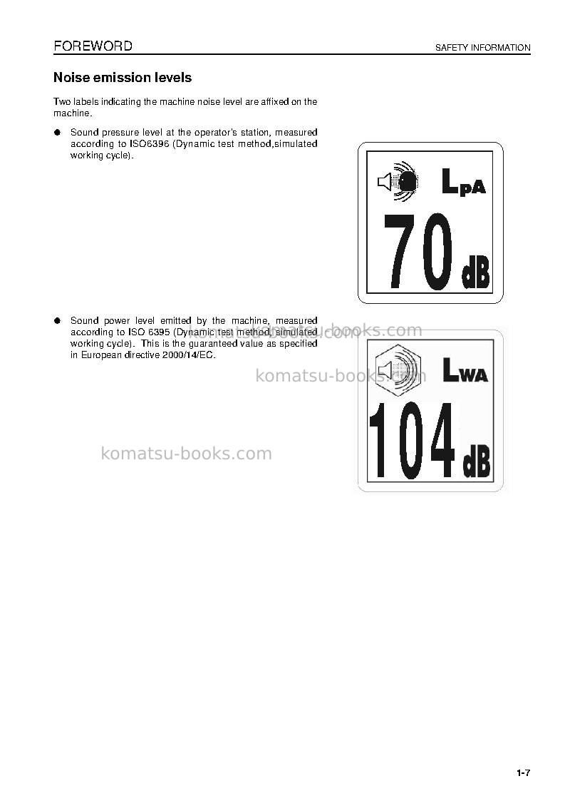 Komatsu pc290nlc-8gbr Operation manual cover Page 7 Komatsu pc290nlc-8gbr Operation manual cover Page 7