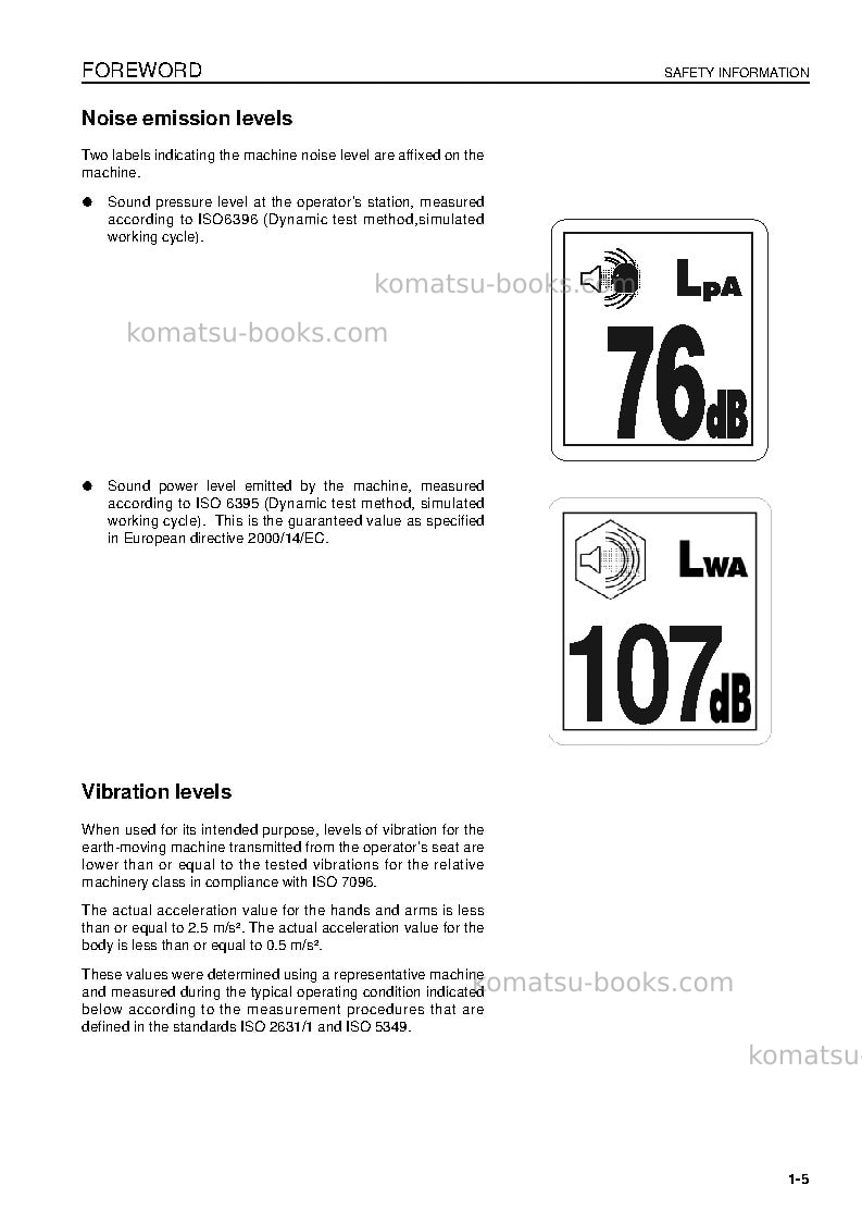 Komatsu pc450-7gbr-tier 3 Operation manual cover Page 7 Komatsu pc450-7gbr-tier 3 Operation manual cover Page 7