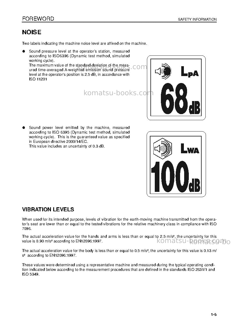 Komatsu pc130-8gbr Operation manual cover Page 7 Komatsu pc130-8gbr Operation manual cover Page 7