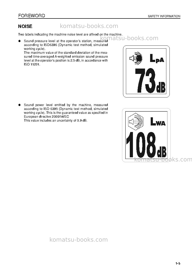 Komatsu pc700lc-8gbr-e0 Operation manual cover Page 7 Komatsu pc700lc-8gbr-e0 Operation manual cover Page 7
