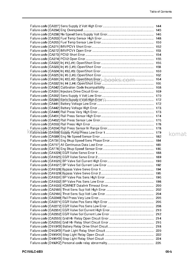 Komatsu pc700lc-8gbr-e0 Repair & maintenance cover Page 7 Komatsu pc700lc-8gbr-e0 Repair & maintenance cover Page 7