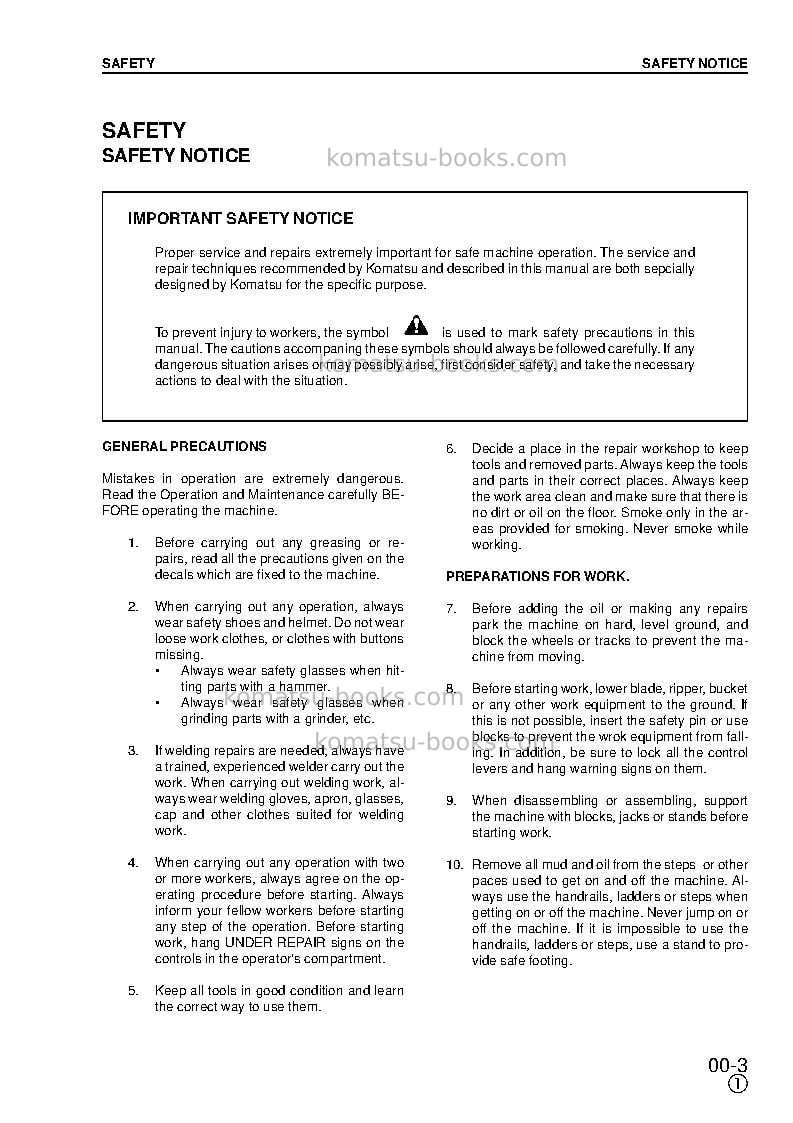 Komatsu pw130es-6gbr-k Repair & maintenance cover Page 7
