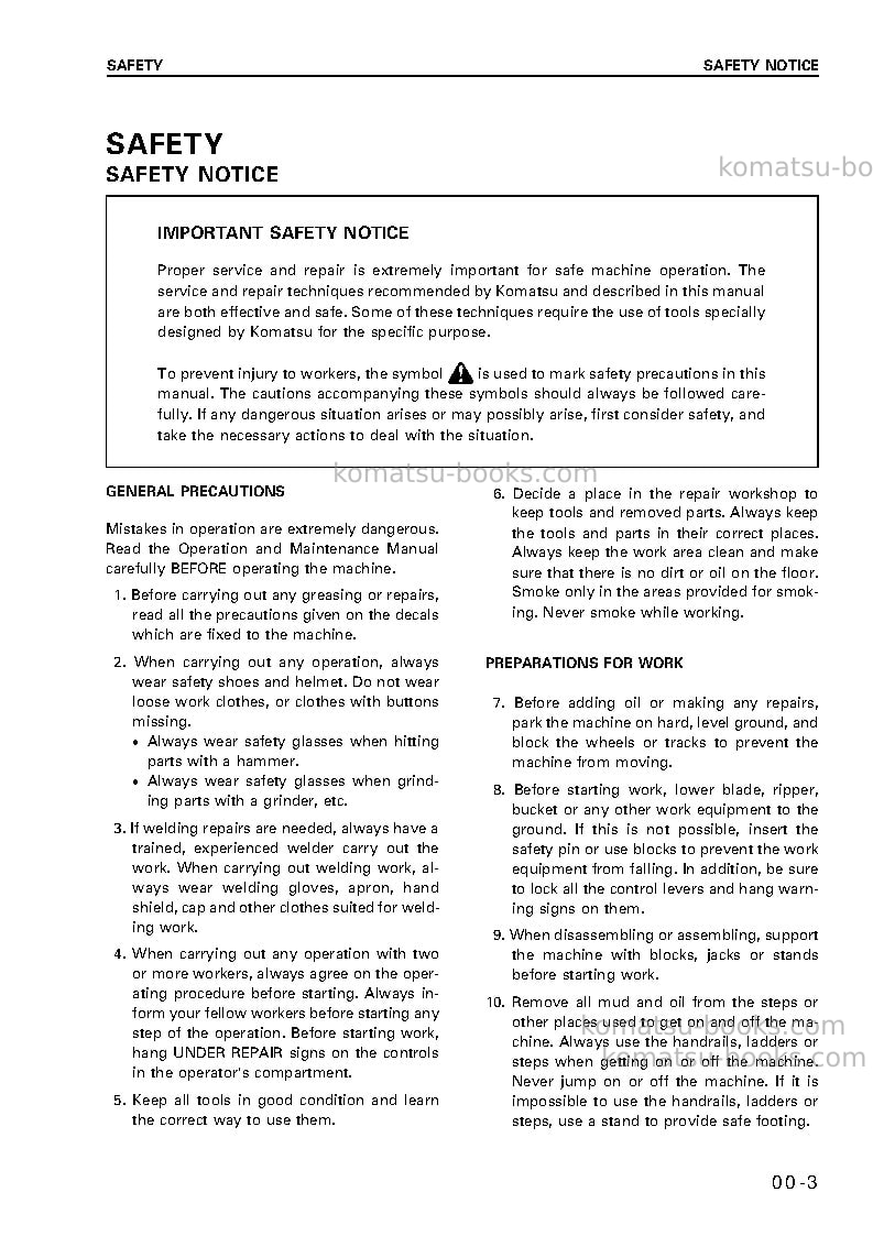 Komatsu pc450lc-6gbr-k Repair & maintenance cover Page 7 Komatsu pc450lc-6gbr-k Repair & maintenance cover Page 7