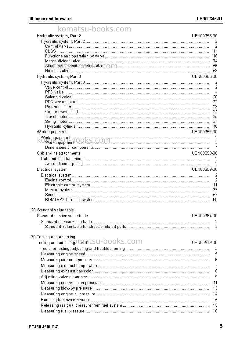 Komatsu pc450-7gbr-tier 3 Repair & maintenance cover Page 7