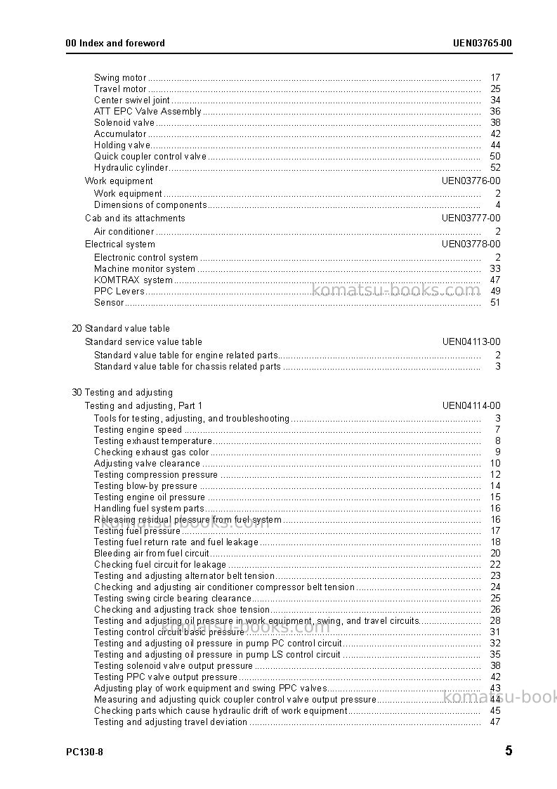 Komatsu pc130-8gbr Repair & maintenance cover Page 7