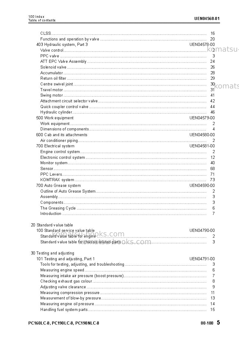 Komatsu pc160lc-8gbr Repair & maintenance cover Page 7