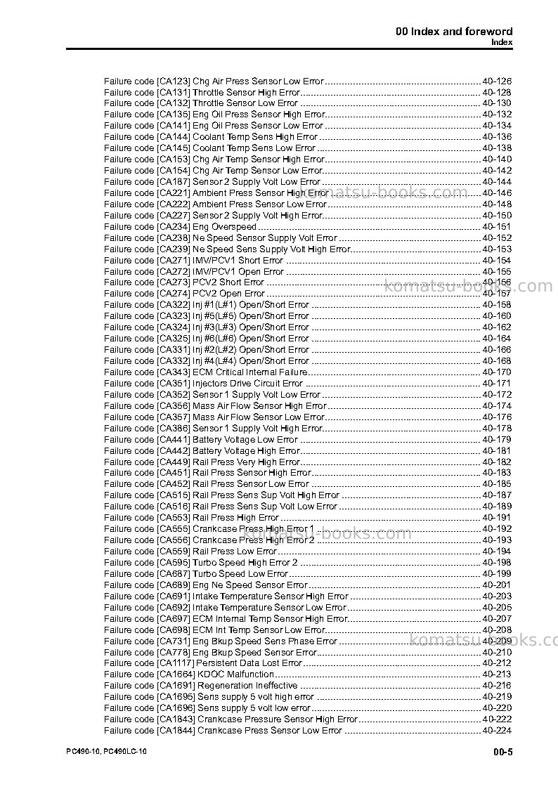 Komatsu pc490lc-10gbr Repair & maintenance cover Page 7 Komatsu pc490lc-10gbr Repair & maintenance cover Page 7