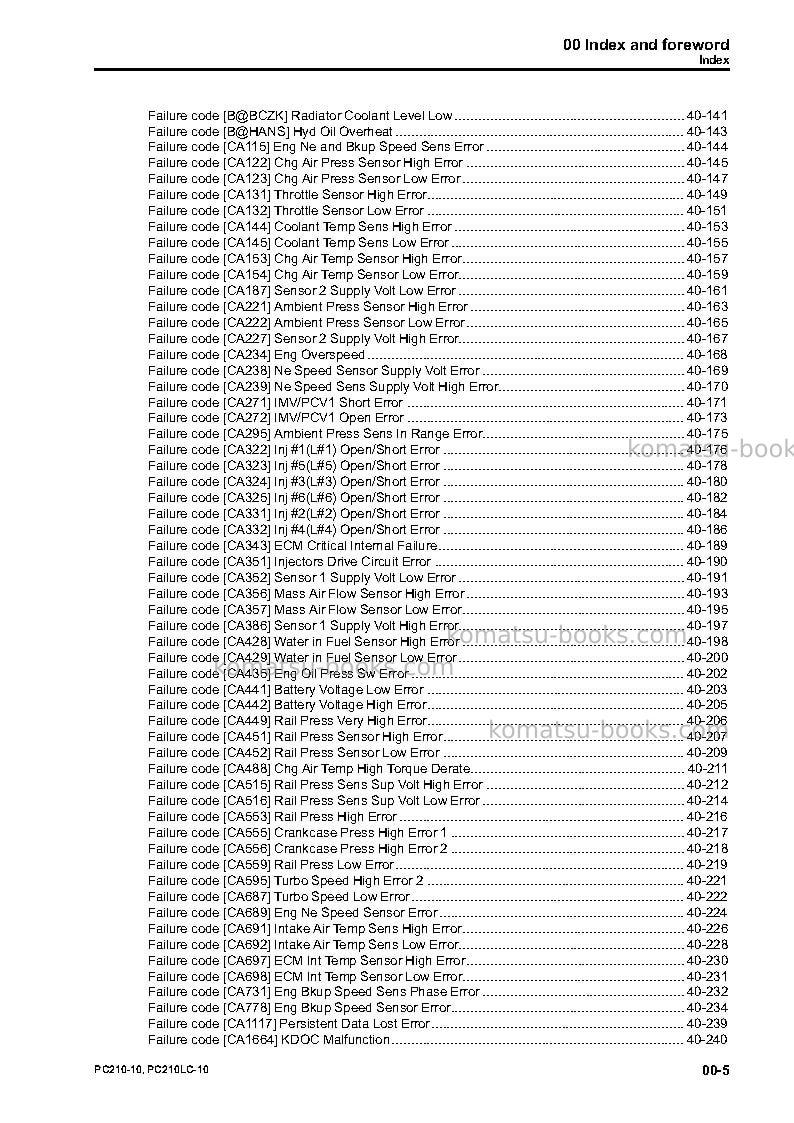 Komatsu pc210-10gbr Repair & maintenance cover Page 7 Komatsu pc210-10gbr Repair & maintenance cover Page 7