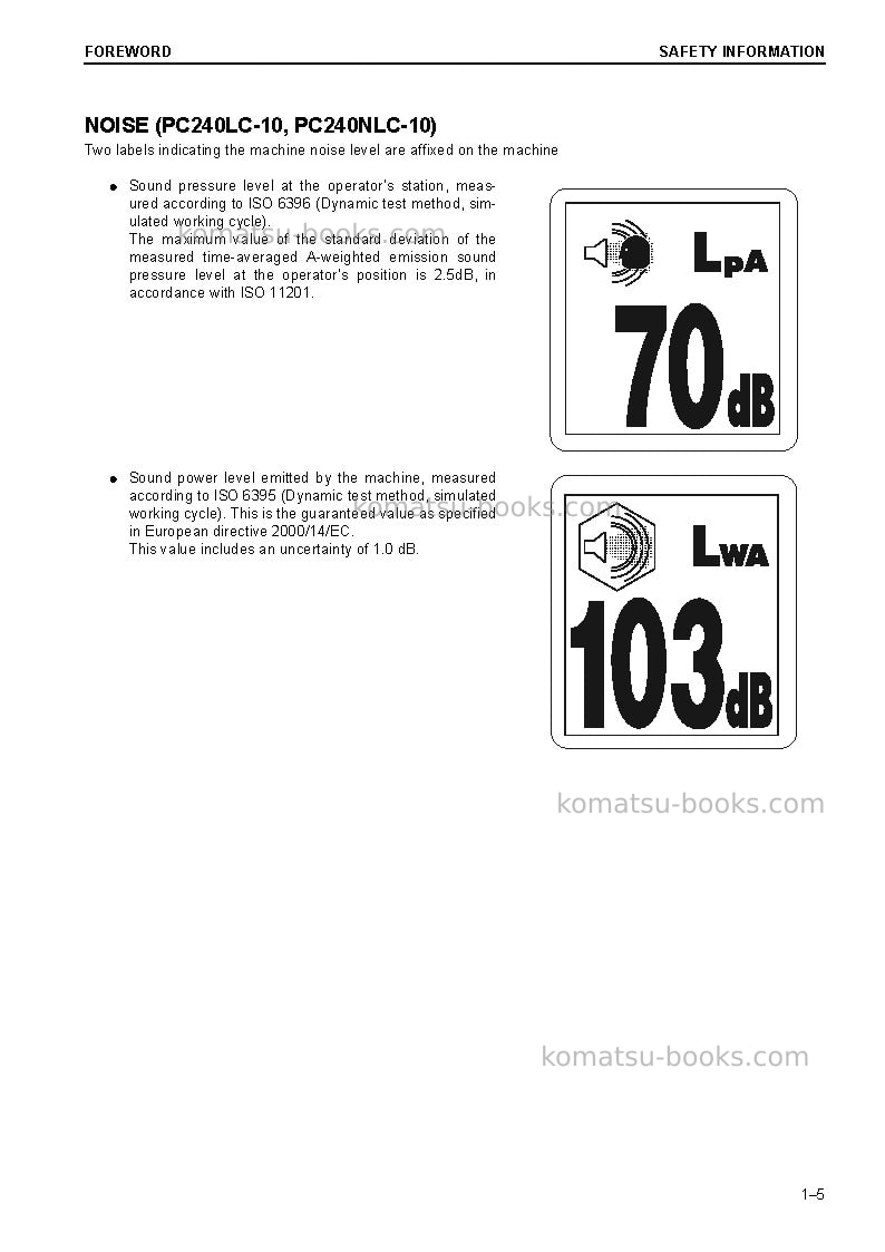 Komatsu pc240lc-10gbr Operation manual cover Page 7 Komatsu pc240lc-10gbr Operation manual cover Page 7