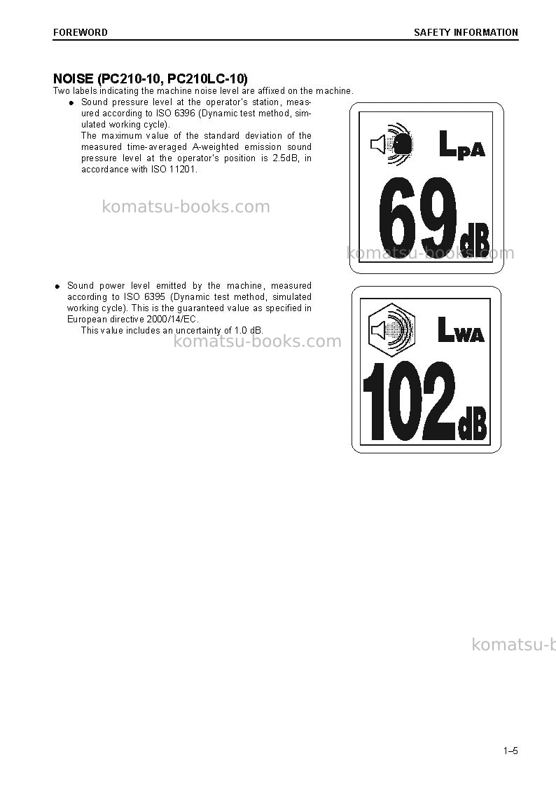 Komatsu pc210lc-10gbr Operation manual cover Page 7 Komatsu pc210lc-10gbr Operation manual cover Page 7