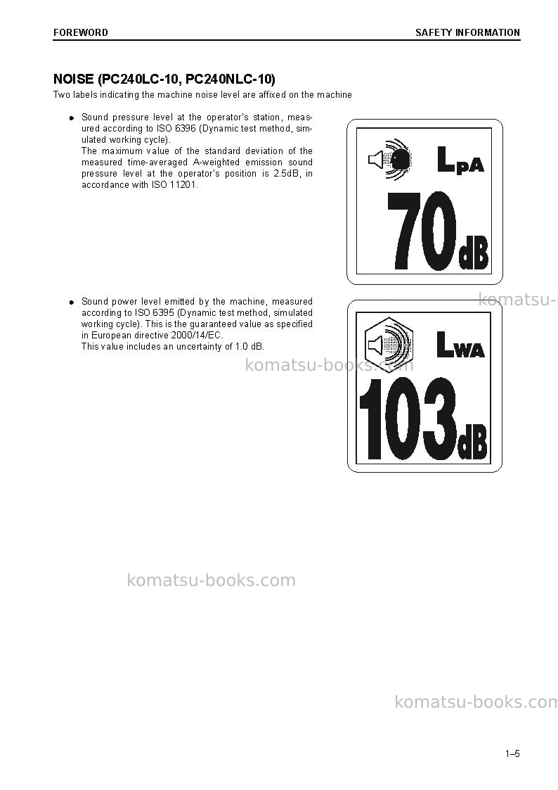 Komatsu pc240nlc-10gbr Operation manual cover Page 7 Komatsu pc240nlc-10gbr Operation manual cover Page 7