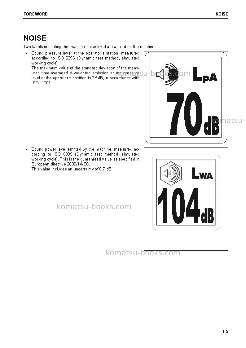 Komatsu pc290lc-11gbr Operation manual cover Page 7 Komatsu pc290lc-11gbr Operation manual cover Page 7