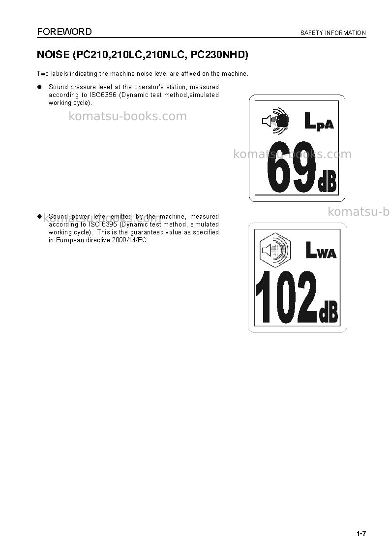 Komatsu pc210nlc-8gbr Operation manual cover Page 7 Komatsu pc210nlc-8gbr Operation manual cover Page 7