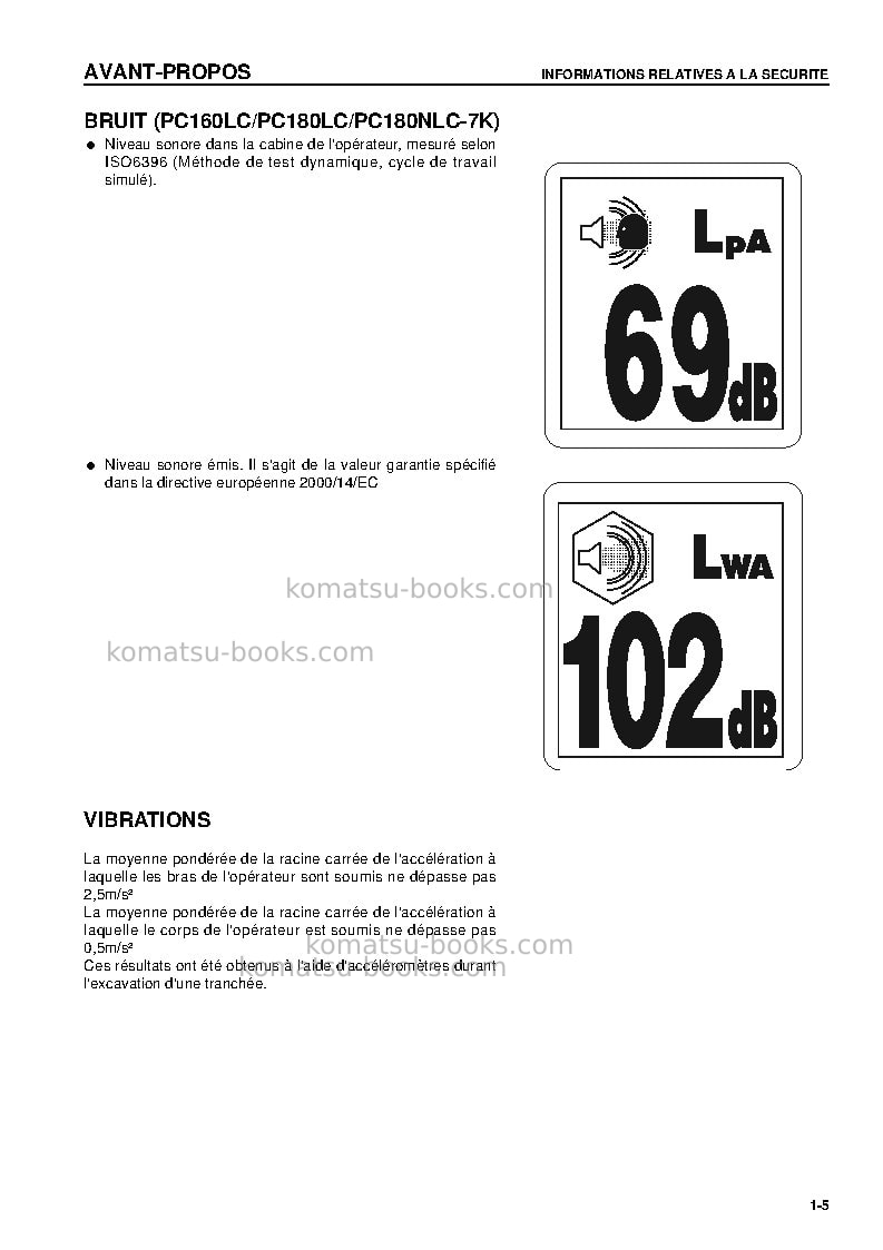Komatsu pc160lc-7gbr-k Manuel d'utilisation couverture Page 7 Komatsu pc160lc-7gbr-k Manuel d'utilisation couverture Page 7
