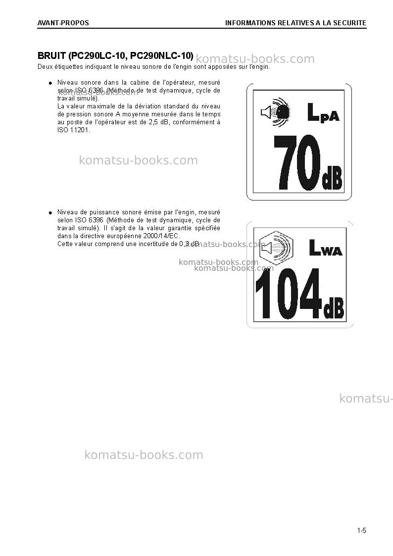 Komatsu pc290nlc-10gbr Manuel d'utilisation couverture Page 7 Komatsu pc290nlc-10gbr Manuel d'utilisation couverture Page 7