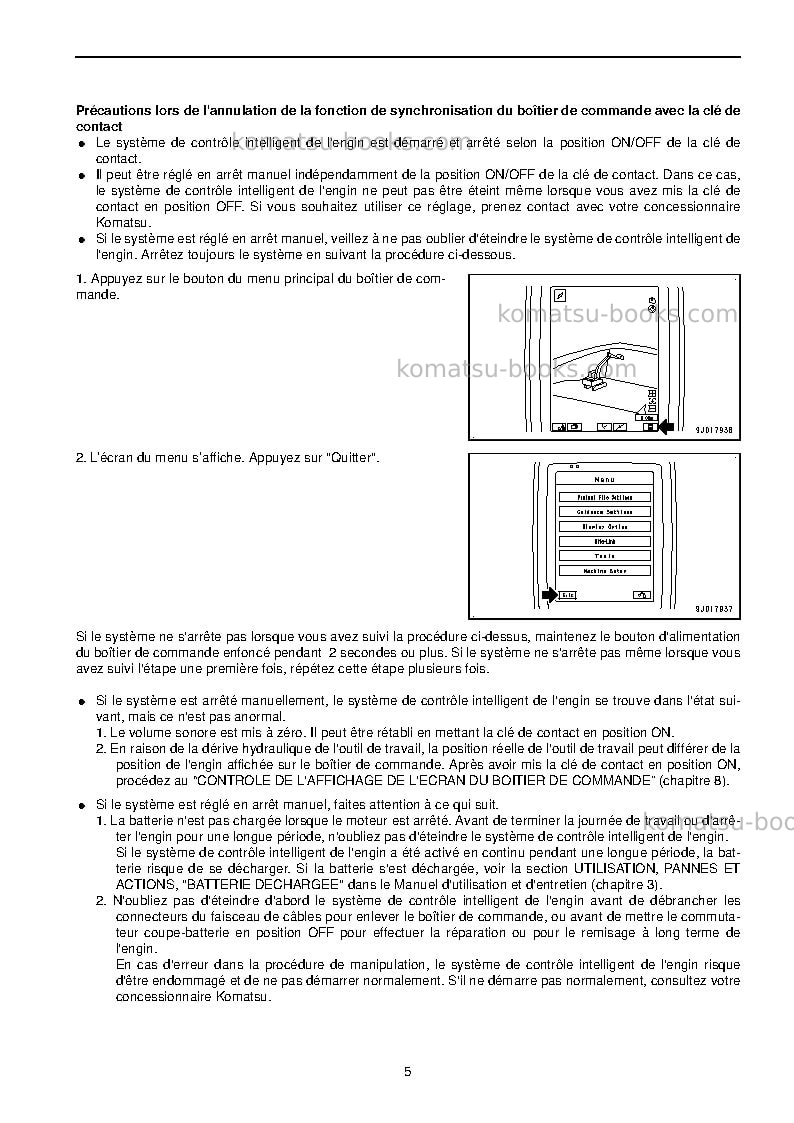 Komatsu pc210lci-10gbr Manuel d'utilisation couverture Page 7 Komatsu pc210lci-10gbr Manuel d'utilisation couverture Page 7