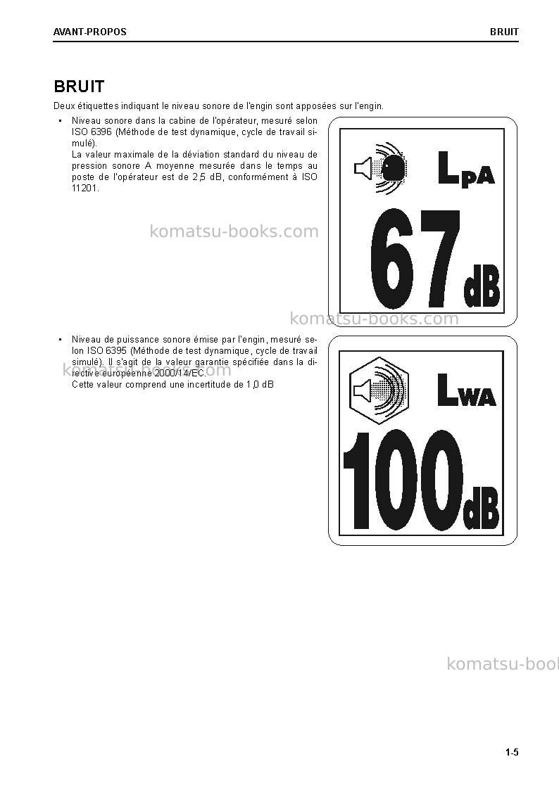 Komatsu pc210-11gbr Manuel d'utilisation couverture Page 7