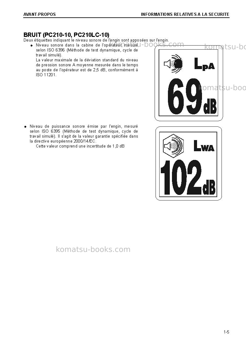 Komatsu pc210lc-10gbr Manuel d'utilisation couverture Page 7