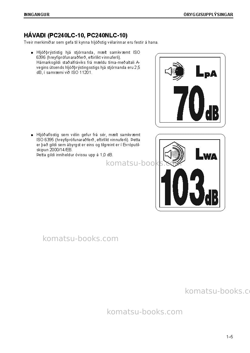 Komatsu pc240nlc-10gbr Operation manual cover Page 7 Komatsu pc240nlc-10gbr Operation manual cover Page 7