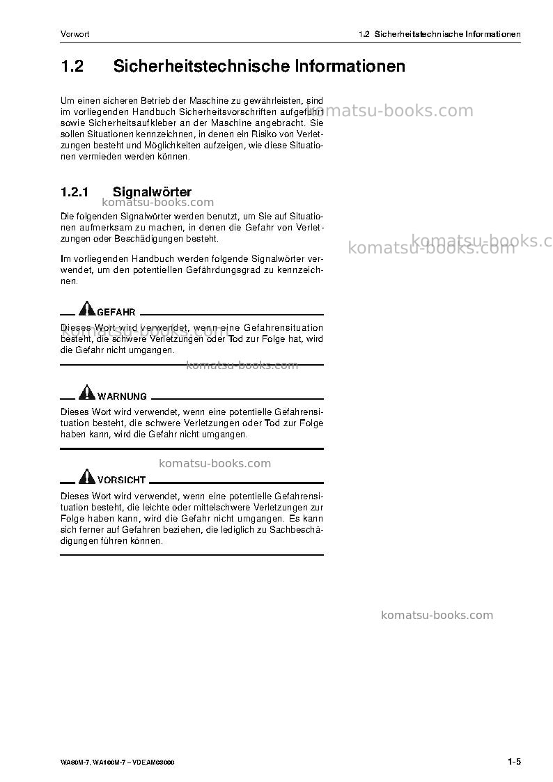 Komatsu wa80m-7deu Betriebsanleitung Titelseite Seite 7